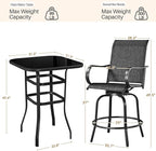 Yaheetech Patio Swivel Bar Stools Outdoor Chairs Set of 2 Outdoor High Bistro Stools Outdoor Furniture, All-Weather Patio Stools for Outside, Beach, Lawn, Poolside and Garden, Black