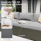 Aoxun Patio Furniture Set, 11 Piece Outdoor Sectional Sofas with Waterproof Cover, 10 Seats Wicker Rattan Outdoor Furniture Patio Conversation Set for Backyard, Garden Light Grey