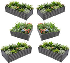 A ANLEOLIFE Set of 6, 18 Inch Tall Quartz Grey Raised Garden Beds Kit, Rectangular & Square Metal Planters for Structured Garden Layouts