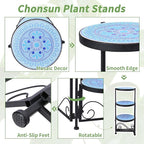 Plant Stand Indoor 3 Tie Mosaic Metal Corner Shelf Outdoor Plant Pot Holder Folding Storage Corner Table Plant Shelves for Living Room