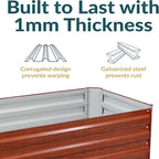 Sunnydaze 11.75" H Raised Metal Garden Bed - Galvanized Raised Garden Bed Outdoor for Vegetables and Flowers - Woodgrain - 4' x 2' Rectangle