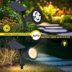 T-SUN Solar Spotlights, Christmas Solar Lights Outdoor, Auto-ON/Off 180°Angle Adjustable Solar Lights for Tree, Patio, Yard, Garden, Driveway, Pool Area (Natural White-2Pack)