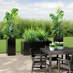Galvanized Steel Planter Black Metal Outdoor Planter Powder Coated 32" x 12" x 16" Pot Metallic Heavy Pot Indoor & Outdoor, Commercial & Residential (L32 x W12 x D16, Black)