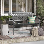 Grand patio 50" Outdoor Bench, Garden Benches with Anti-Rust Metal Powder Coated Frame, Patio Bench for Front Porch Park Outside Furniture Decor, Black