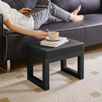 IBUYKE 16 Inch Small Foot Stool Ottoman, Rectangle PU Faux Leather Foot Rest with Padded Seat and Metal Legs, Modern Ottoman Foot Rest for Living Room Bedroom Entryway Couch, Black WBD026B