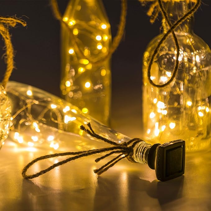 Solar String Lights for Wine Bottles, 12 Pack, Warm White, Waterproof