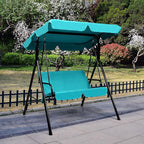 Tangkula 2 Person Porch Swing, Outdoor Swing with Removable Cushions, Solid Steel Structure, Patio Swing with Adjustable Canopy for Porch, Backyard, Garden, Balcony Turquoise