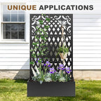 Metal Raised Garden Bed with Trellis & Privacy Screen, 71"x40"x11.8" Galvanized Freestanding Planter Box for Patio Balcony, Modern Planter with Drainage for Climbing Plants, Flowers & Vegetable