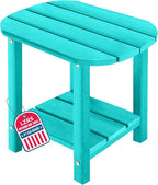 LZRS Outdoor Side Table - 2-Tier Adirondack HDPE Patio End Table for Pool, Porch,Balcony & Backyard,Weather Resistance for Indoor and Outdoor use(Turquoise)