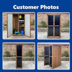 Storage Shed, Brown Wood & Metal, 3 Removable Shelves, Magnetic Doors