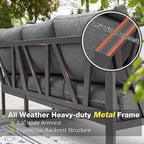Patio Furniture Set, 6 Pieces Outdoor Couch Sectional, L Shaped Patio Sofa, Metal Patio Couch Sectional with Side Table, Outdoor Seating Conversation Set, Grey