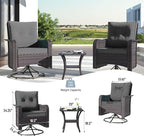 Kullavik 13 Pieces Outdoor Patio Furniture Set,PE Wicker Rattan Sectional Sofa Patio Conversation Sets with 43" 55000BTU Gas Propane Fire Pit Table,Swivel Rocking Chairs Set,Grey