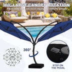 GarveeLife 11FT Cantilever Patio Umbrella With Base Included, Cantilevers Outdoor Umbrella Heavy Duty Offset, Aluminium Curved Cantilever Umbrella
