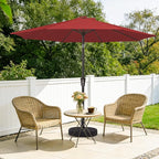 MEWAY 9ft Patio Umbrella Outdoor Table Umbrellas with Push Button Tilt and Crank, Market Umbrella 8 Sturdy Ribs for Deck, Garden, Pool and Backyard, Red