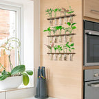 Terrarium Hanging Propagation Station, 3-Tier Wood Frame, 15 Glass Tubes