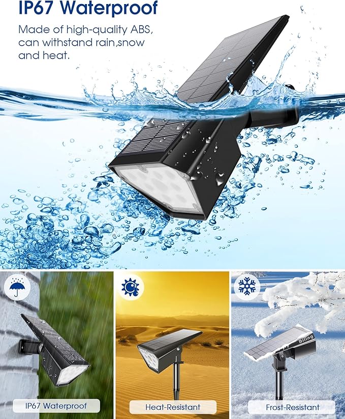 Biling Solar Spot Lights Outdoor, Bright 700 Lumen Solar Outdoor Lights IP67 Waterproof Adjustable Landscape Lights for Patio Pathway Yard Garden Driveway Pool - Warm White(10 Pack)