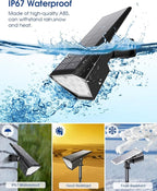 Biling Solar Spot Lights - 2-in-1 Outdoor Landscape Lights, 12 LED Bulbs - Solar Powered, IP67 Waterproof & Adjustable for Patio, Pathway, Yard, Garden, Driveway & Pool