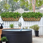 2 Pack 24 Inch Window Boxes Planters Railing Planter Box with Adjustable Brackets for Porch Fence Patio Balcony Hanging Flower Baskets with Coco Liners for Outdoor Garden Décor - Black