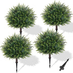 Waipfaru Artificial Plants Outdoor, 23'' Artificial Cedar Topiary with Ground Spike, UV-Resistant Fake Plants Fake Bushes for Outdoor Indoor Garden Front Porch Decor (4Pcs)