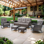 Belord Outdoor Ottomans for Patio Foot Rest - 25 Inch PE Wicker Foot Stool Set of 2 with Removable Cushions for Patio Furniture Sets,All Weather Rattan Ottoman for Balcony Deck Backyard Brown
