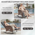 3 Pieces Zero Gravity Wicker Patio Rocking Recliner Chairs Set of 2 - Wicker Outdoor Lounge Chair with Side Table, Adjustable Backrest & Footrest, High Back Outdoor Recliner Chair for Pool Deck Gray