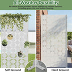 Casaphoria Metal Privacy Screen Outdoor, 60" H x 30" W Freestanding Decorative Privacy Screen for Patio Deck Balcony Garden with Stable Base, White-Square