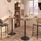 Furmax Bistro Pub Table Round Bar Height Cocktail Table for Home Bar, Round Bar Tables for Party, Dining Room, Living Room and Wedding, Metal Base MDF Top Obsidian, 40.6 Inch Height (2, Faux Marble)
