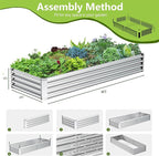 2PCS 8x2x1FT Galvanized Raised Garden Bed, Galvanized Planter Raised Garden Boxes Outdoor, Large Metal Raised Garden Beds for Vegetables-Silver