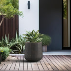 Kante 11.6" Dia Round Concrete Planter, Outdoor Indoor Large Plant Pots Containers with Drainage Hole and Rubber Plug for Home Garden Patio, Oil Rubbed Bronze