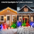 Spotlight Outdoor – 120V Plug-in, 2700K Warm White LED Landscape Spot Lights with RGB 3 Lenses for Yard, Garden, Lawn&Tree Decor, IP67 Waterproof, Perfect for Holidays&Everyday (4 Pack, Black)