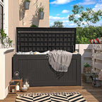 Patiowell 120 Gallon Large Deck Box, Outdoor Lockable Storage Box for Gardening Tools, Waterproof Deck Box for Patio Furniture, Black