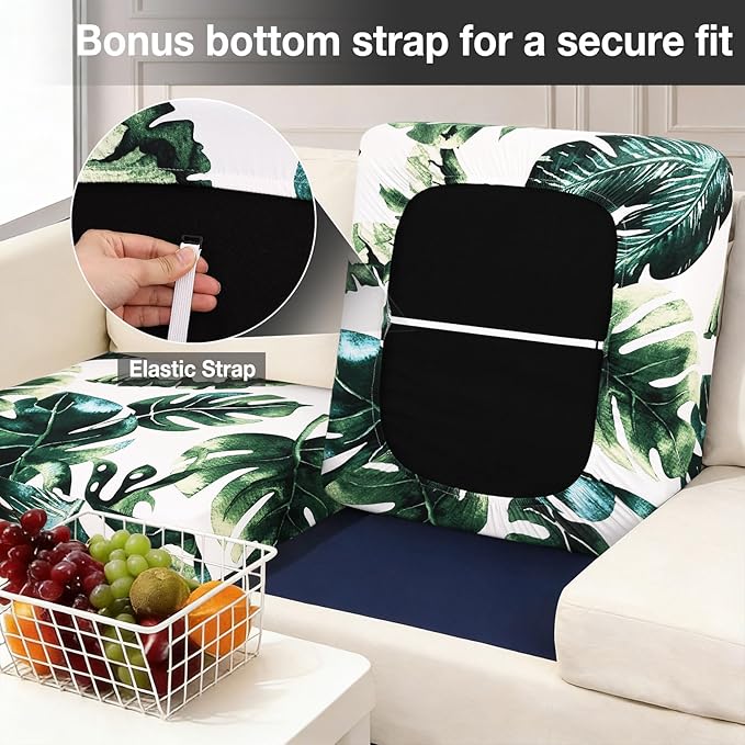 Cushion Covers for Patio Furniture, Stretch Fit, Monstera Deliciosa