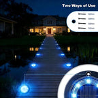 Flacchi Solar Lights Outdoor - Solar Powered Ground Lights Outdoor Solar Disk Light Waterproof Landscape Light for Patio Yard Pathway Walkway Driveway (Blue, 8 Pack)