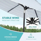 Tempera Patio Market Outdoor Table Umbrella with Auto Tilt and Crank, Large Sun Umbrella with Sturdy Pole & Fade Resistant Canopy, Easy to Set