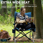 EVER ADVANCED Padded Oversized Folding Camping Chair for Adults, Heavy Duty Lawn Chair with Side Pockets, Portable Collapsible Quad Chair for Outside, Support Up to 500lbs, Blue