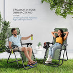 Nestl Zero Gravity Chairs Set of 2, Patio Lounge Chair Outdoor with Pillows & Cup Holder Trays - Sage Green