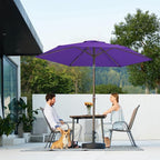 JEAREY 7.5FT Patio Umbrella Market Table Umbrella with 6 Sturdy Ribs, Push Button Tilt/Crank Outdoor Umbrella for Garden, Deck, Backyard, Pool and Beach,Dark Purple