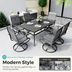 Pamapic 7-Piece Patio Dining Furniture Set with Swivel Chairs, Outdoor Table & 6 Textilene Chairs for Garden, Backyard, Pool, Deck, Gray