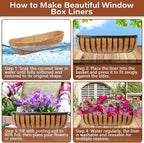 Legigo 4PCS 36 Inch Natural Trough Coco Coir Liners Planters Replacement, Pre-Formed Window Basket Coconut Coir Fiber Liner for Garden Window Flower Box Pots, Fence Trough Planter, Wall Planter Basket