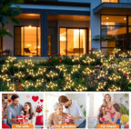 Solar Garden Lights 2 Pack Waterproof Solar Swaying Starburst Light Outdoor Lights for Yard Patio Walkway Pathway Party Wedding Christmas Decoration, Warm White