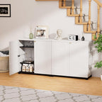 Outdoor/Indoor Storage Box,Resin and Plastic Storage Cabinet Waterproof,Outdoor Cabinet for Patio/Garden/Balcony/Backyard/All Room(with 3 Shelves)-White