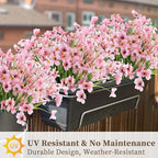 24 Peach Bundles Artificial Flowers for Outdoors/Indoors Fake Flowers Plants for Indoor Outside Garden Porch Window Box Home Wedding Farmhouse