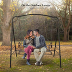 VINGLI Upgraded Metal Patio Porch Swing, 660 LBS Weight Capacity Steel Porch Swing Chair for Outdoors, Heavy Duty Swing Chair Bench for Gardens & Yards (Pattern 3)