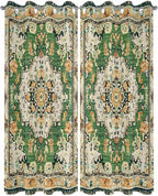 Ombre Green Boho Outdoor Curtains for Patio Waterproof, Grommet Privacy Curtain Drapes Weatherproof Outside Curtains for Porch GazeboPergola Cabana 2 Panel 54x108inch Vintage Ethnic Tribal Geometric