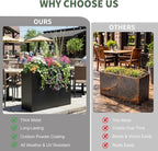 Tall Metal Planter for Outdoor Plants,38"Lx13"Wx30"H All-Weather Durable Plant Box,Large Rectangular Planter with Drainage Holes & Removable Shelf,Modern Decor for Tall Small Plants, Trees, Flowers