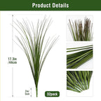 Artificial Wheat Grass Greenery Stems, 32 Pack, 17.3 Inch Green Plastic