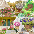 ZeeDix 12 Inch Hanging Baskets for Plants Outdoor - 3 Pack Hanging Planters with Coconut Liners, Metal Round Hanging Planter for Flowers Vegetables