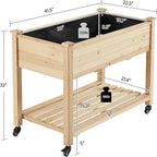 Yaheetech 42x23x33in Wooden Raised Garden Bed with Wheels Horticulture Flower Planter Boxes Elevated Vegetables Growing Bed for Grow Herbs and Vegetables, 2 PCS
