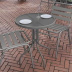 Flash Furniture Bellamy 23.75'' Round Tempered Glass Metal Table, Silver