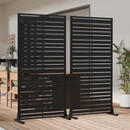 Casaphoria Metal Privacy Screen Outdoor, 72" H x 35" W Freestanding Decorative Privacy Screen for Patio Deck Balcony Garden with Stable Base, Black-Benjamin